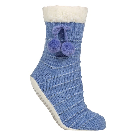 1 Paar Damen Chenille Hausschuhsocken mit Mokassinsohle - Weicher, gemütlicher Komfort - Image 1