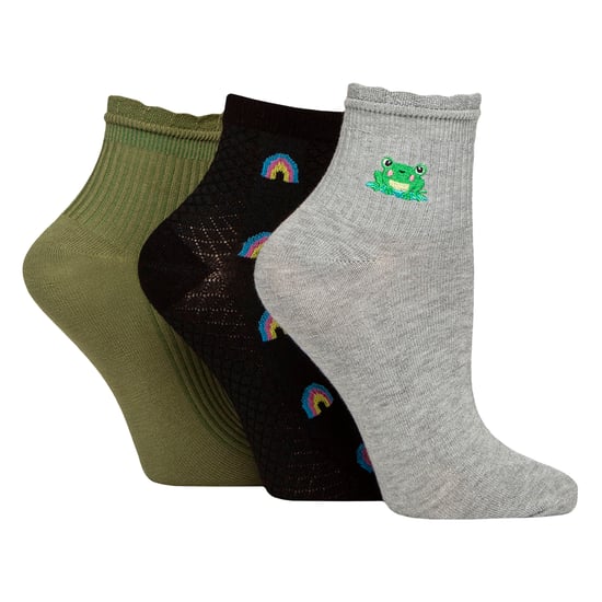 3er-Pack Damen Rippensöckchen mit Rüschenbund - Weicher, stilvoller Alltagsfit - Image 1