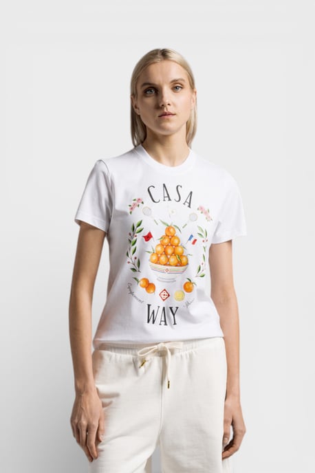 Casablanca Casa Way Damen Bedrucktes Fitted T-Shirt Weiß - Image 3