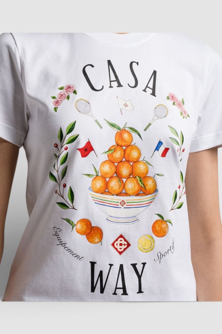 Casablanca Casa Way Damen Bedrucktes Fitted T-Shirt Weiß - Image 4