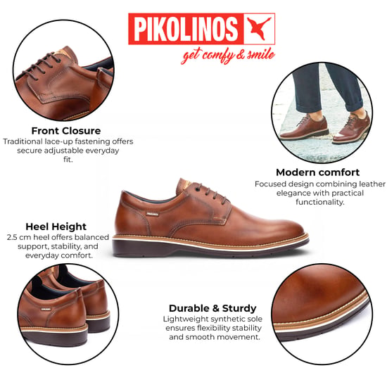 Pikolinos Herren-Schnürschuhe aus braunem Leder, Derby-Stil, Komfortschuh - Bordeauxrot - Image 2