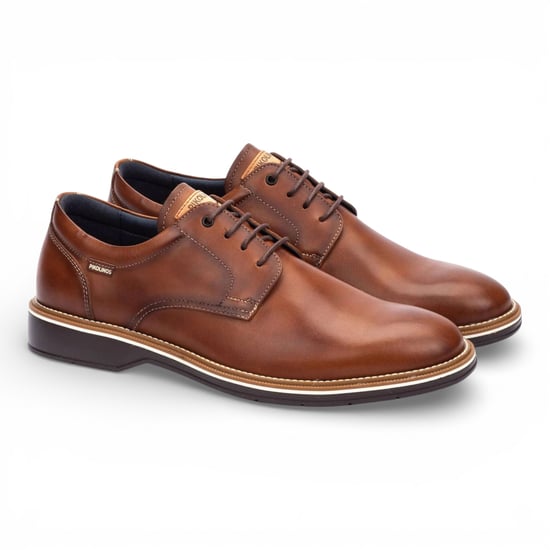Pikolinos Herren-Schnürschuhe aus braunem Leder, Derby-Stil, Komfortschuh - Bordeauxrot - Image 3