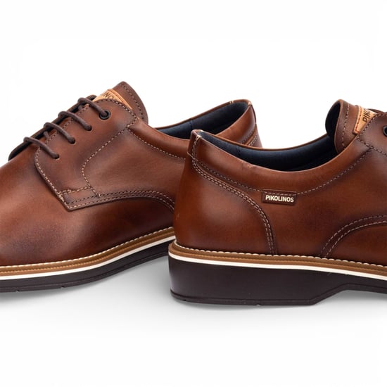 Pikolinos Herren-Schnürschuhe aus braunem Leder, Derby-Stil, Komfortschuh - Bordeauxrot - Image 4