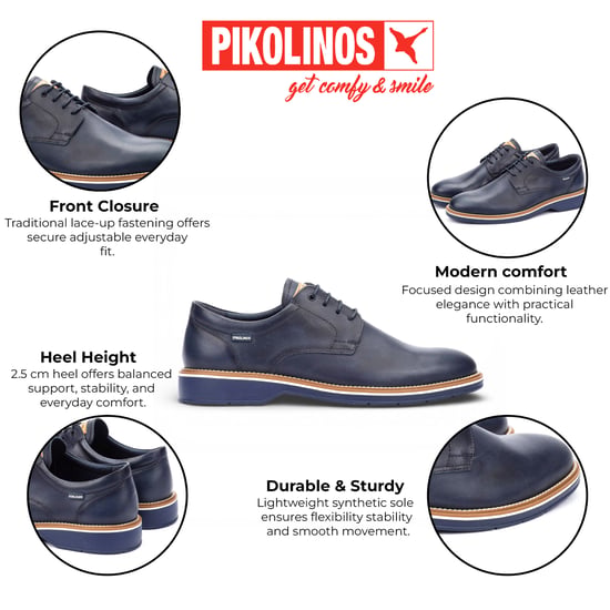 Pikolinos Herren-Schnürschuhe aus blauem Leder, Derby-Stil, Komfortschuh - Bordeauxrot - Image 2
