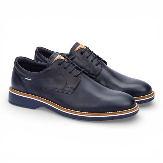 Pikolinos Herren-Schnürschuhe aus blauem Leder, Derby-Stil, Komfortschuh - Bordeauxrot - Image 3