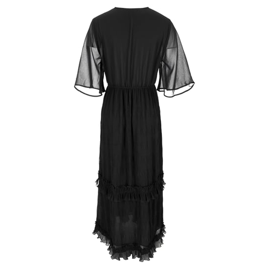 Ganni Maxikleid mit V-Ausschnitt und Falten aus schwarzem Polyester - Image 3