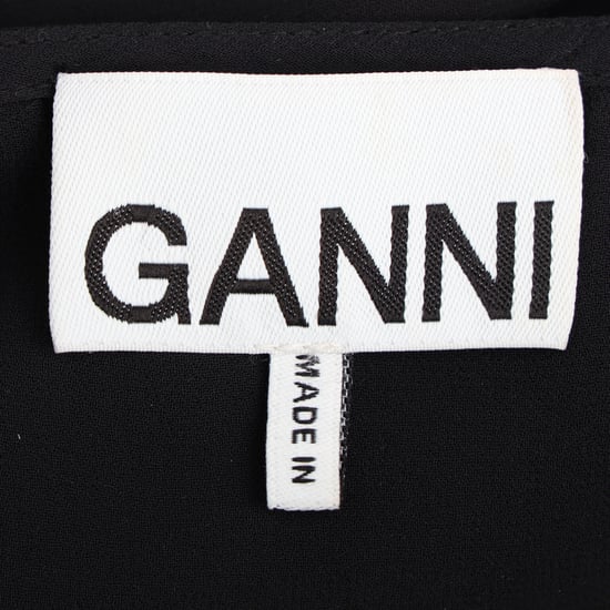 Ganni Maxikleid mit V-Ausschnitt und Falten aus schwarzem Polyester - Image 4