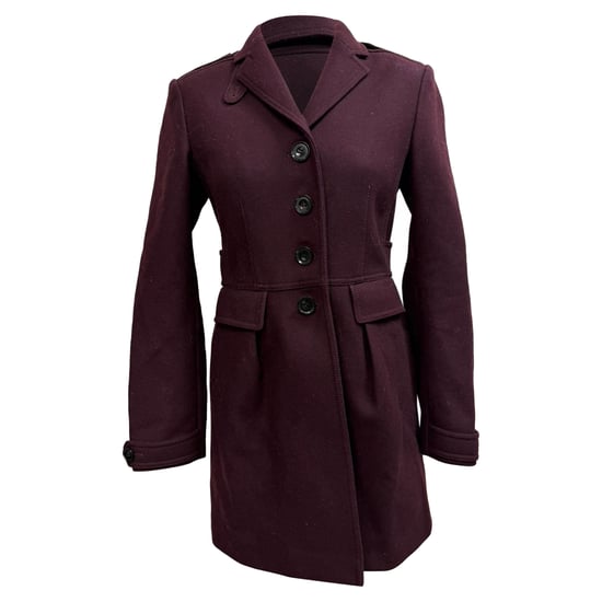 Burberry Brit Einreiher-Kurzmantel aus burgunderroter Wolle - Image 1
