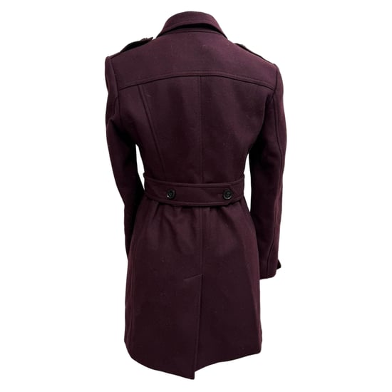 Burberry Brit Einreiher-Kurzmantel aus burgunderroter Wolle - Image 4