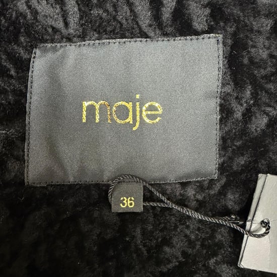 Maje Gibson Mantel aus schwarzem Lammfell - Image 2