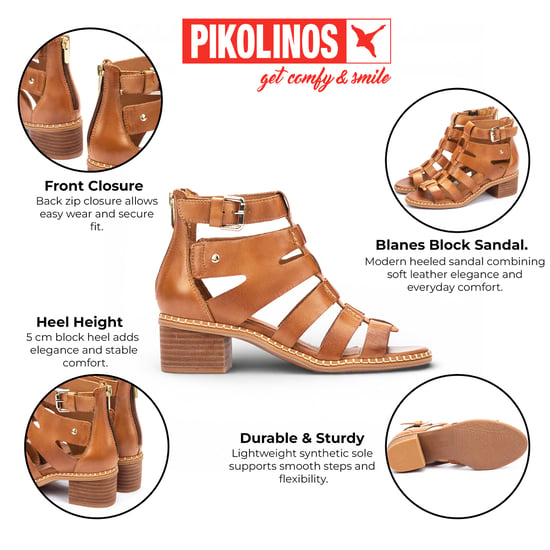 Pikolinos Damen-Gladiator-Sandalen aus braunem Leder mit Blockabsatz - Blanes - Image 2