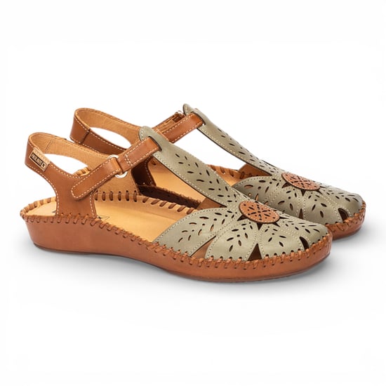 Pikolinos Damen-Keilsandalen aus hellgrünem Leder mit Polsterung - P-Vallarta - Image 3