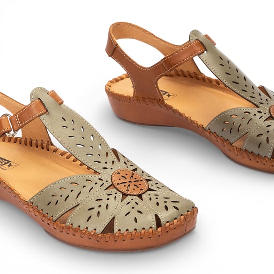 Pikolinos Damen-Keilsandalen aus hellgrünem Leder mit Polsterung - P-Vallarta - Image 5