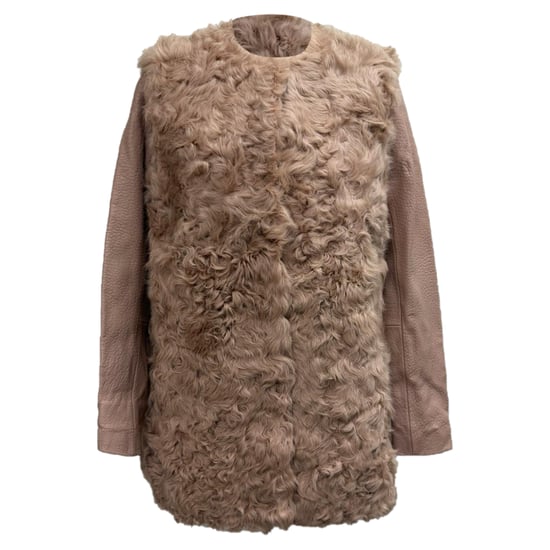 Maje Mantel aus strukturiertem Shearling in Rosa Lammleder - Image 1