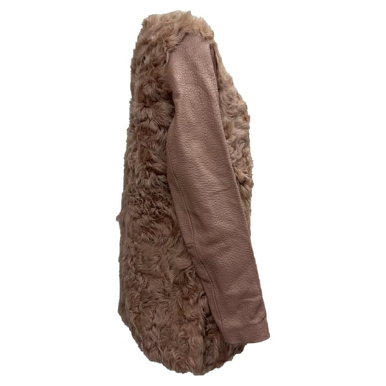 Maje Mantel aus strukturiertem Shearling in Rosa Lammleder - Image 2