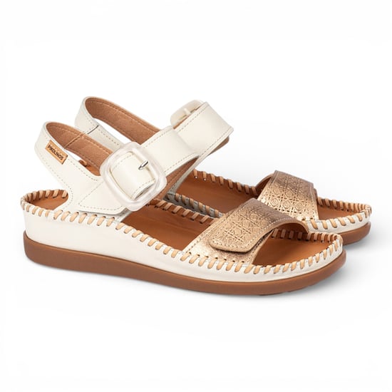 Pikolinos Damen Weiße Leder Leichte Sommer-Keilsandalen - Cadaques - Image 4