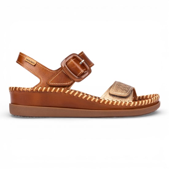 Pikolinos Damen Braune Leder Leichte Sommer-Keilsandalen - Cadaques - Image 1