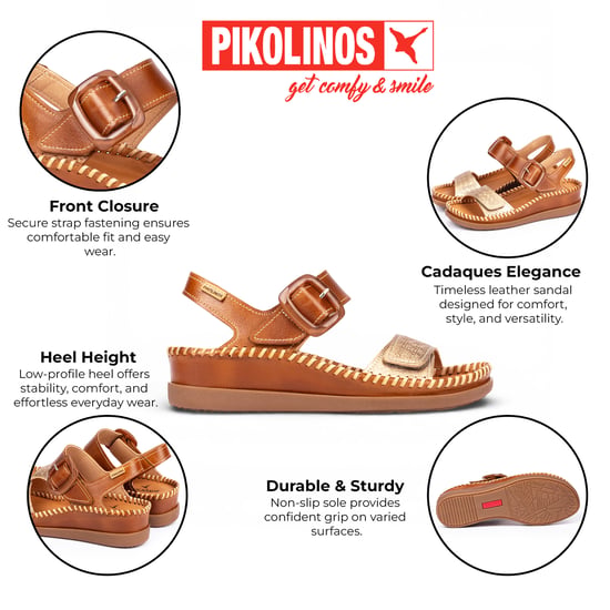 Pikolinos Damen Braune Leder Leichte Sommer-Keilsandalen - Cadaques - Image 2
