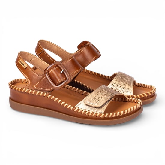 Pikolinos Damen Braune Leder Leichte Sommer-Keilsandalen - Cadaques - Image 4