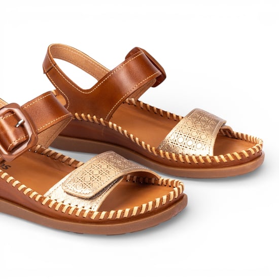 Pikolinos Damen Braune Leder Leichte Sommer-Keilsandalen - Cadaques - Image 6