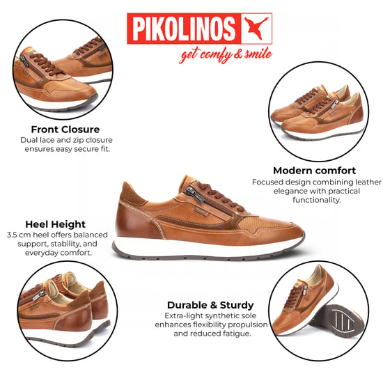 Pikolinos Herren-Sneaker aus braunem Leder, bequem und tragbar - Getafe - Image 2