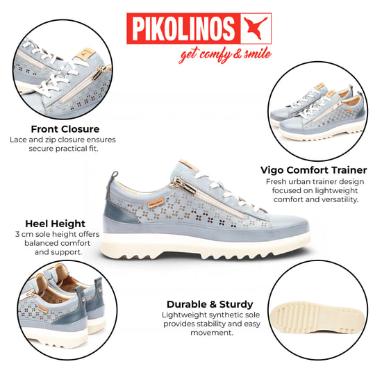Pikolinos Damen-Sneaker aus Denimblauem Leder mit Schnürung und Reißverschluss - Vigo - Image 2