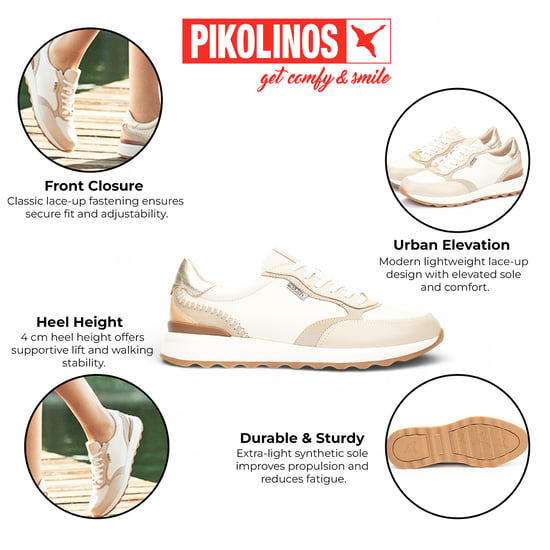 Pikolinos Damen-Sneaker aus beigefarbenem Leder mit Schnürung - Arrecife - Image 2