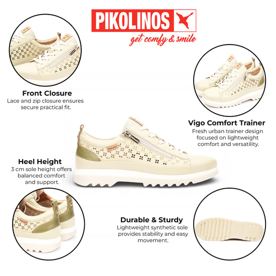 Pikolinos Damen-Sneaker aus apfelgrünem Leder mit Schnürung und Reißverschluss - Vigo - Image 2