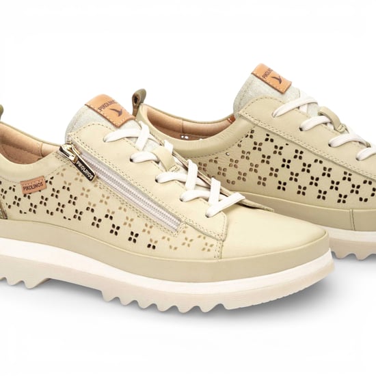 Pikolinos Damen-Sneaker aus apfelgrünem Leder mit Schnürung und Reißverschluss - Vigo - Image 3