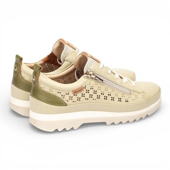 Pikolinos Damen-Sneaker aus apfelgrünem Leder mit Schnürung und Reißverschluss - Vigo - Image 4