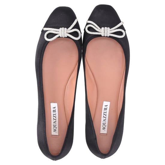 Aquazzura Parisina Ballerinas mit Kristallverzierungen aus schwarzem Satin - Image 5