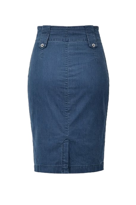 Moderner Jeans-Bleistiftrock mit asymmetrischer Naht - Image 2