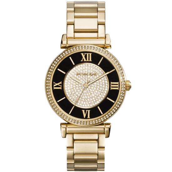 Michael Kors MK3338 Catlin Kristallzifferblatt Damenarmbanduhr Gold - Image 1