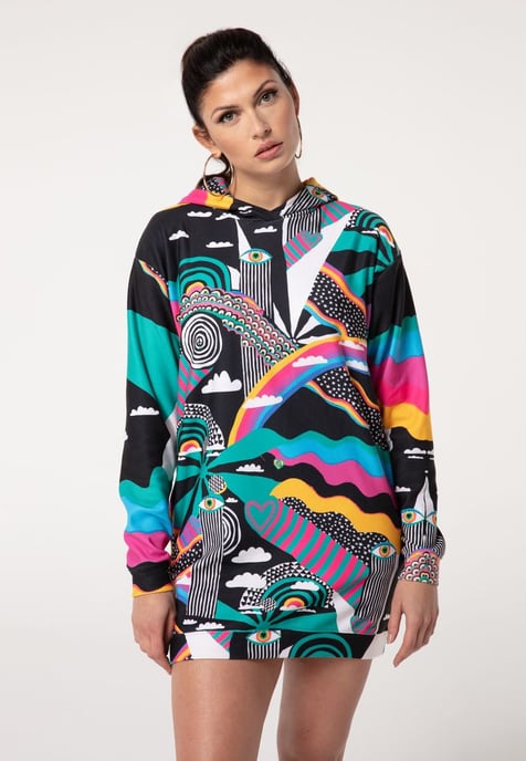 "Rainbow Landscape" Oversize Hoodie-Kleid - Image 2