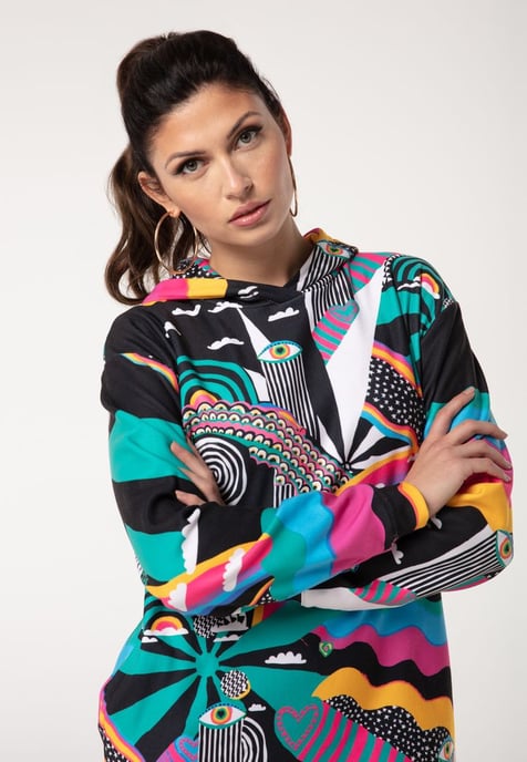 "Rainbow Landscape" Oversize Hoodie-Kleid - Image 4