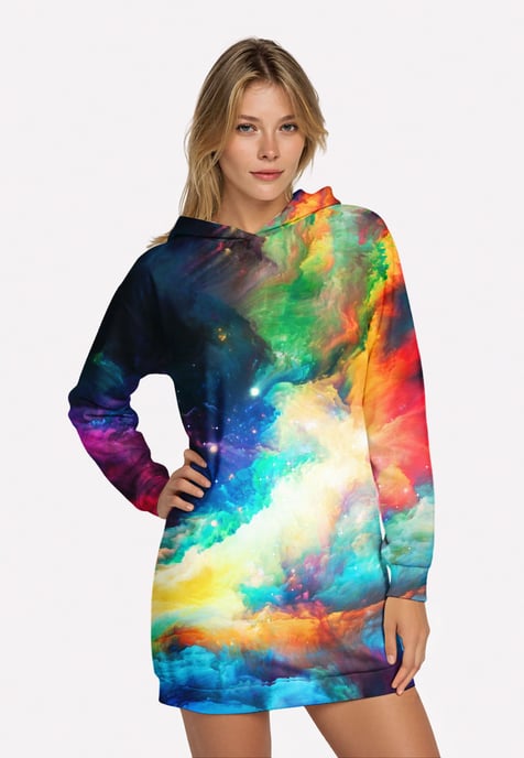 "Colorful Space" Oversize Hoodie-Kleid - Image 2