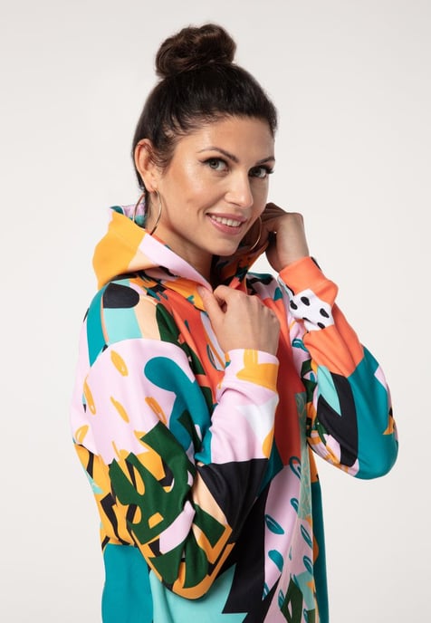 "Tropical Abstract" Oversize Hoodie-Kleid - Image 4