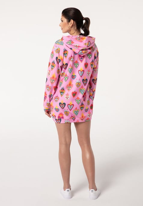 "Pink Mexican Hearts" Oversize Hoodie-Kleid - Image 3