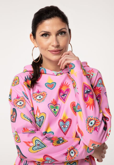 "Pink Mexican Hearts" Oversize Hoodie-Kleid - Image 4
