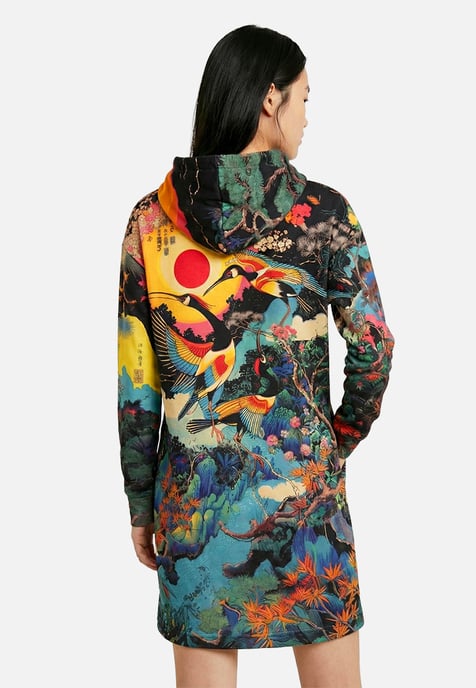 "Japanese Heron" Oversize Hoodie-Kleid - Image 3