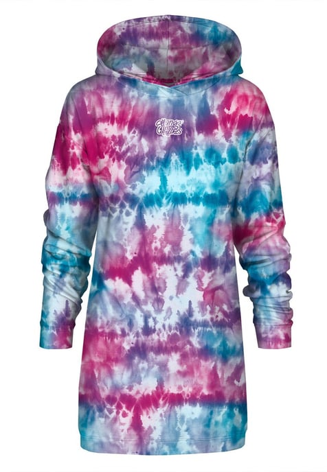 "Tie Dye Blue Pink" Oversize Hoodie-Kleid - Image 1