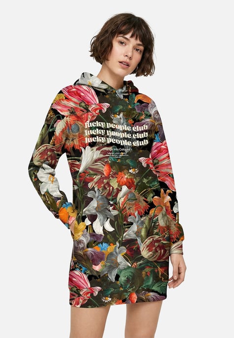 "Lucky People Club" Oversize Hoodie-Kleid - Image 2