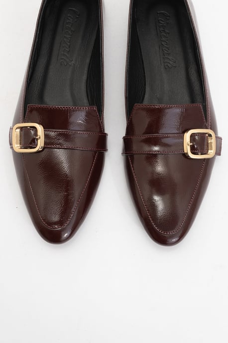 Zarina Spitze Zehenpartie Leder Flache Schuhe Damen - Image 5