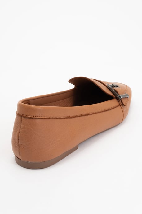 Noir Leder Flach Loafer Damen - Image 3