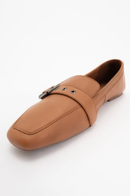 Noir Leder Flach Loafer Damen - Image 4