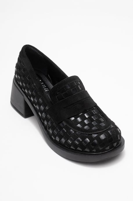 Prologue Marlon gewebte Loafer mit Blockabsatz - Schwarz - Image 1
