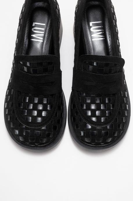 Prologue Marlon gewebte Loafer mit Blockabsatz - Schwarz - Image 3