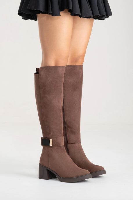 Moreni Elastischer Stiefel mit Schnalle, Blockabsatz & kniehohem Schaft - Image 5
