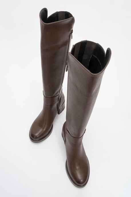 Moreni Elastischer Stiefel mit Schnalle, Blockabsatz & kniehohem Schaft - Image 2