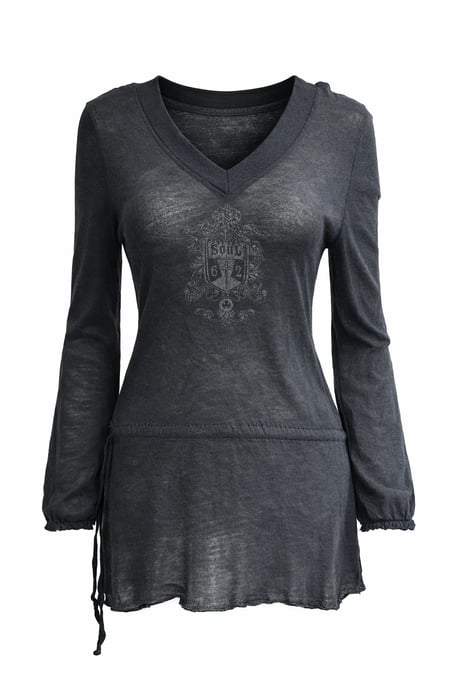 Vintage-Waschung, V-Ausschnitt, Langarmshirt - Image 1